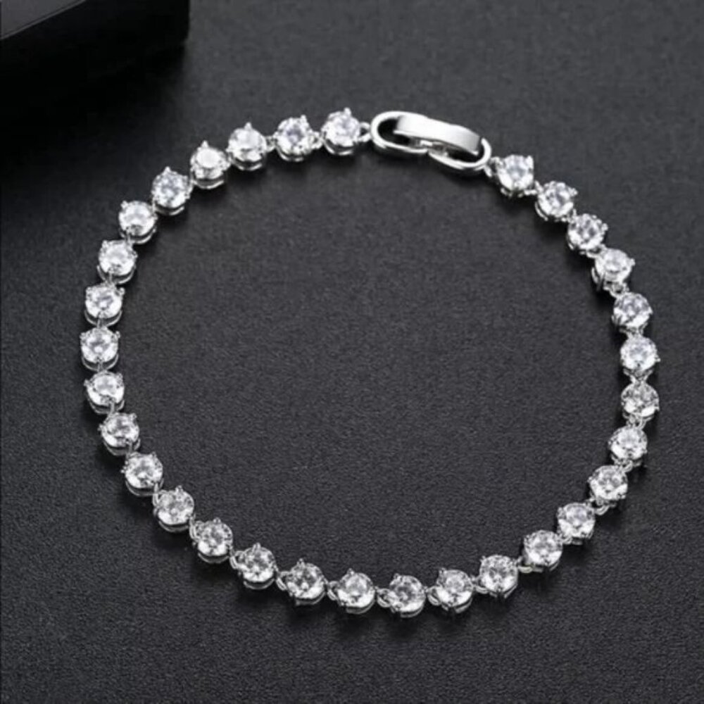 NEW 925 STERLING SILVER ROUND TENNIS BRACELET, NICE BRACELET, CUTE BRACELET